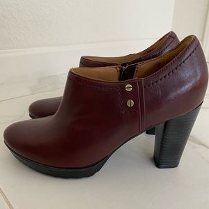 Clark’s Maroon Bootie heels, size 7.5, barely worn